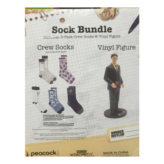 The Office 5 Pack Crew Socks Bundle Gift Pack w/ Dwight Shrute Vinyl Figure New image {4}