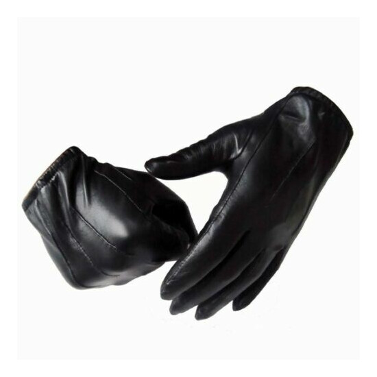 man's new real leather short black gloves on discount image {4}