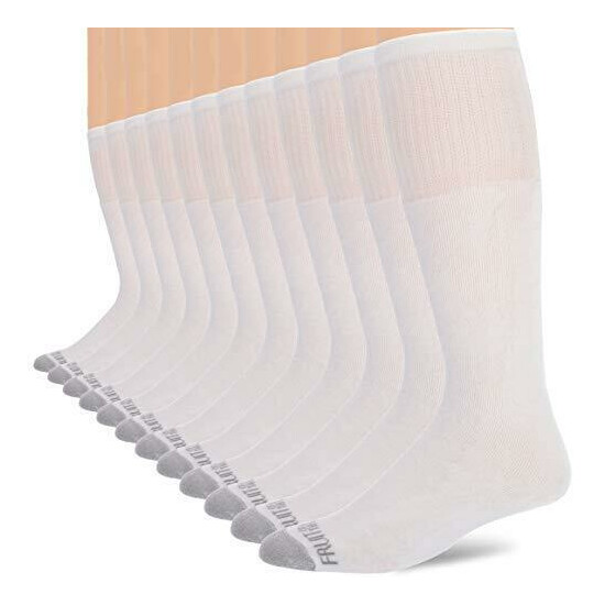 Fruit of the Loom Men's 12 Pair Pack Dual Defense Cushioned Socks, White, 6.5-12 image {1}