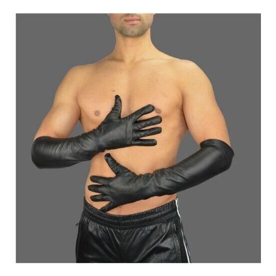 Aw-105 Men Long Gloves, Fine Quality Aniline Leather, Real Leather Gloves image {1}