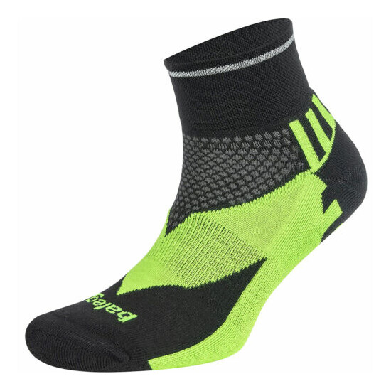 Balega Enduro Reflective Quarter Length Running Socks - Black/Neon Green image {1}