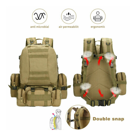 55L Military Tactical Molle Backpack Rucksack Daypack Outdoor Hiking Camping Bag Thumb {7}