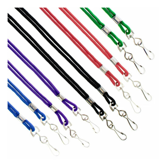 100 Premium Round ID Badge Neck Lanyards for Card Holders & Name Tags J Hook 36" image {2}