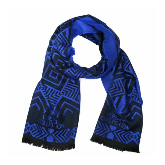 Versace Collection Black & Royal Blue Mens Scarf ISC40R1WIT02856I4071 image {1}