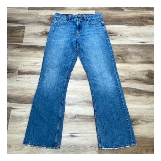 Vintage American Eagle Mens Bootcut Jeans 33 x 34 Medium Wash Distressed image {1}