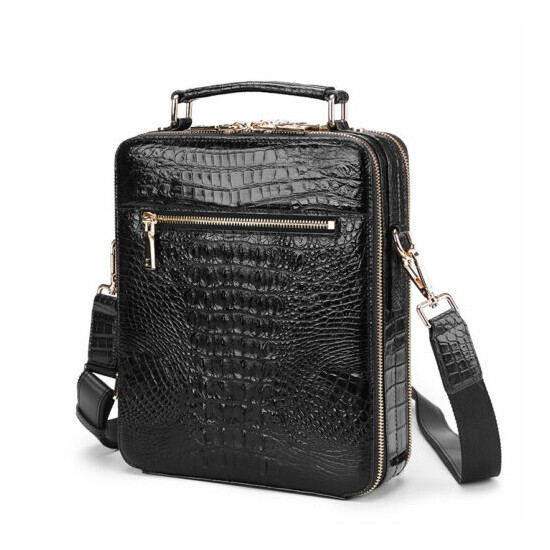 Handcrafted Crocodile Skin Leather 12" Men's Luxury Shoulder/Messenger Handbags image {4}