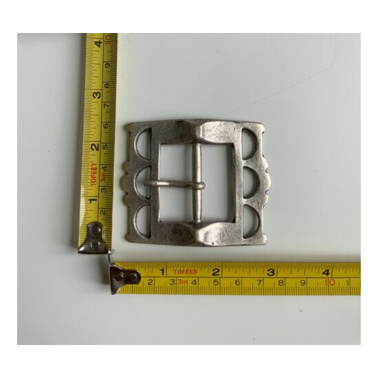Rare, Vintage,old silver plaited Bespoke,centre bar belt buckle.Made in Italy. image {2}