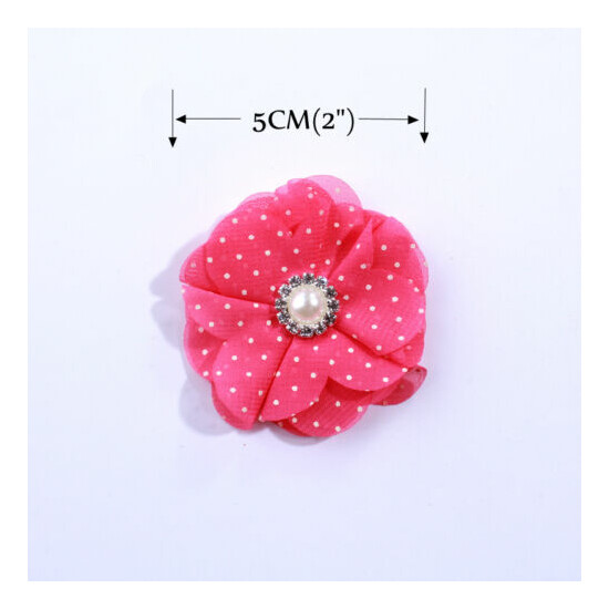 50PCS 5CM Fashion Dot Chiffon Fabric Flowers For Head Wear Plaid Flower image {3}