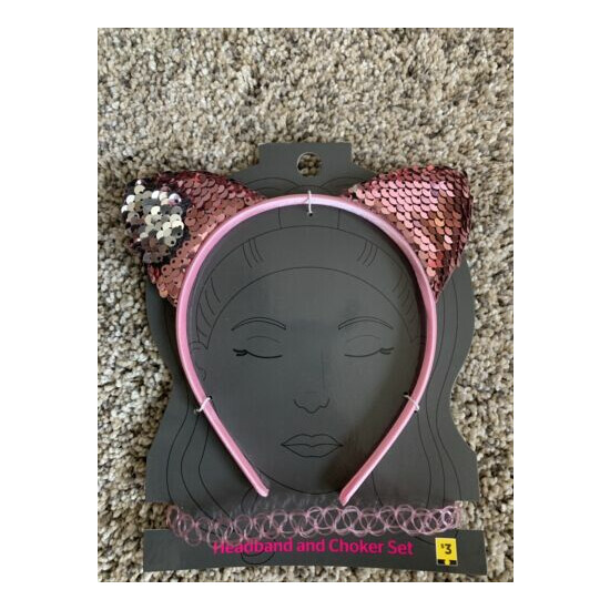 Girls Sequin Headband And Choker Set-pink image {3}
