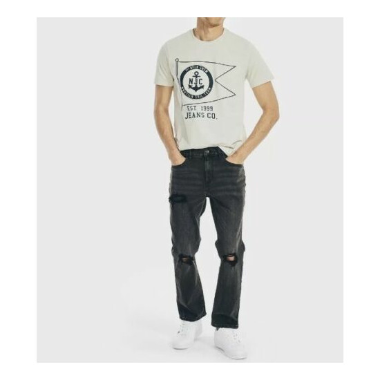 New Nautica Mens Nautica Jeans Co Distressed Straight Fit Black Denim Size 36X32 image {2}