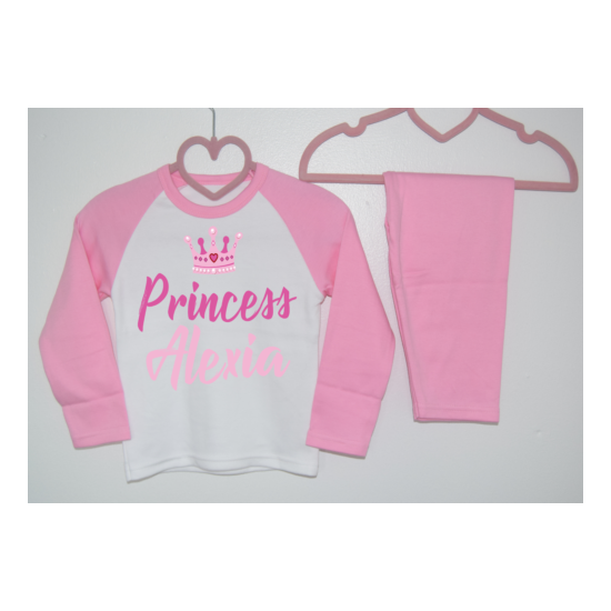 Personalised Princess Name Pjs Kids Pyjamas Childrens Girl Gifts Nightwear  image {1}