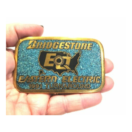 Bridgestone DynaBuckle Eastern Electric 1991 Turnaround Heavy Metal Belt Buckle  image {2}