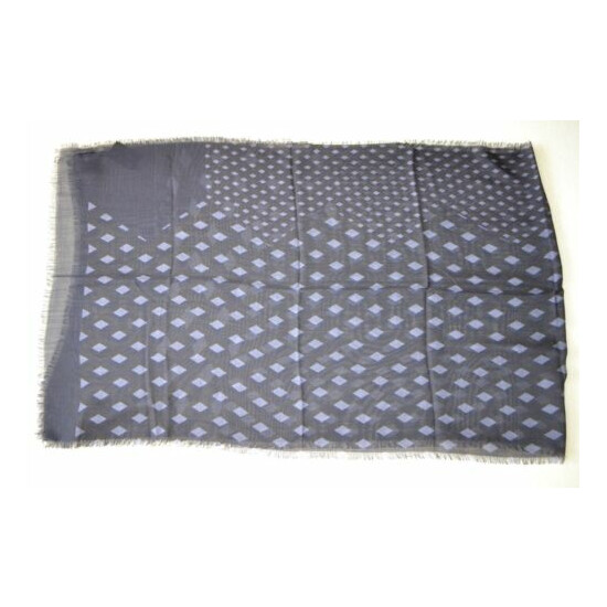 DUNHILL Wool Engine Turn Patchwork Scarf Blue Mens Brand New image {2}