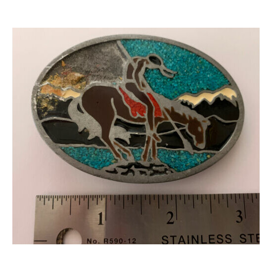 BELT BUCKLE BLOWOUT: DeBry Native End of the Trail Inlay FOR REPAIR BB-34 image {2}