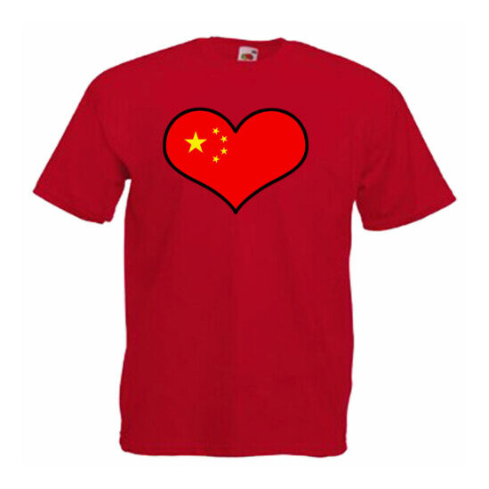 China Love Heart Flag Children's Kids Childs T Shirt image {2}