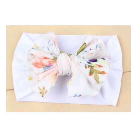 Baby Girls White Floral Head Wrap Bow Headband image {1}