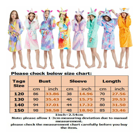 Kids Girls Boys Bath Robe Hooded Dressing Gown Flannel Fleece Night Lounge Wear image {2}