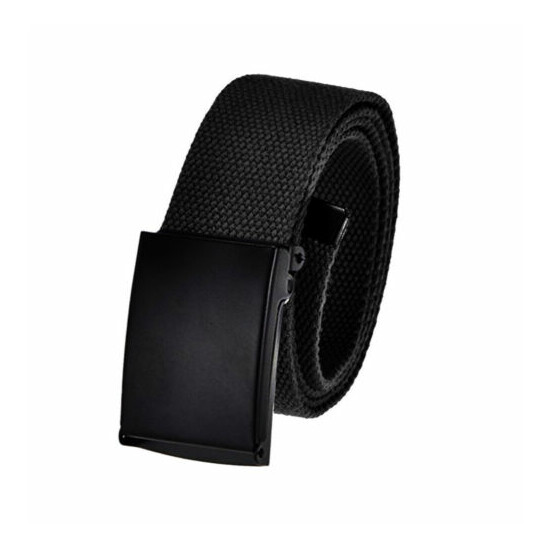 Adult 1.5" Black Military Flip Top Buckle with Outdoor Casual Golf Canvas Belt image {1}