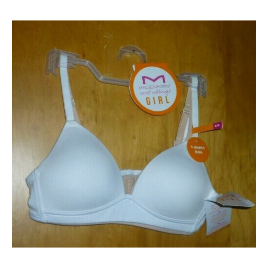 New Girl's Size 30A Maidenform Wirefree T Shirt Bra 2 Pack White and Beige image {1}