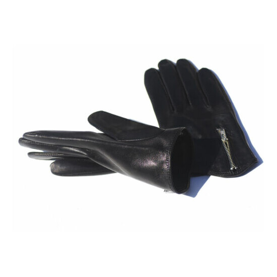 KIMOBAA Man Side Zipper Whole Piece Of Real Italy Leather Short Gloves Black Thumb {8}