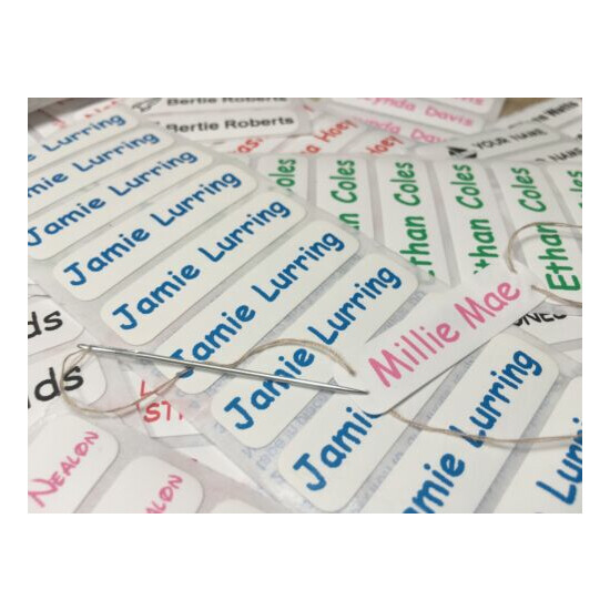Iron On /Sew in Name Labels Personalised for School Uniform/Clothing Tag Tapes image {1}