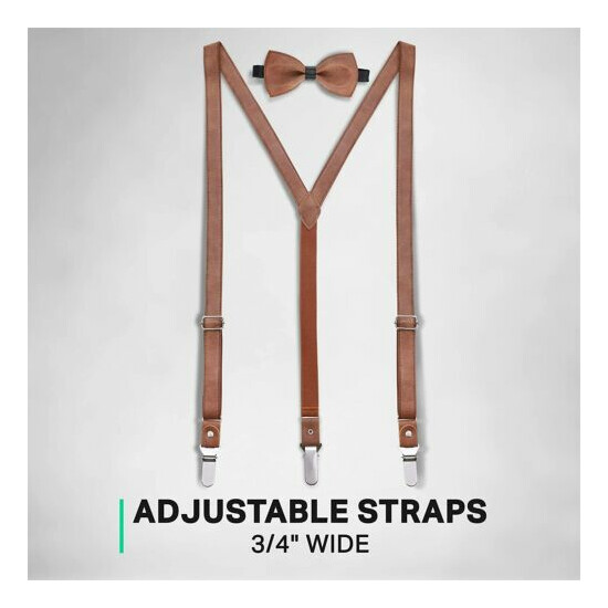Mio Marino adjustable KLOOPE Leather Suspenders for Men - Fashion Y Back Bowtie  image {2}