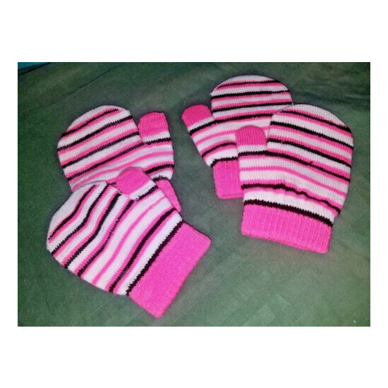 Baby/Toddler Girl's Soft Pink Striped Mittens Gloves, 3 or 4 Pairs - USA Seller! image {1}