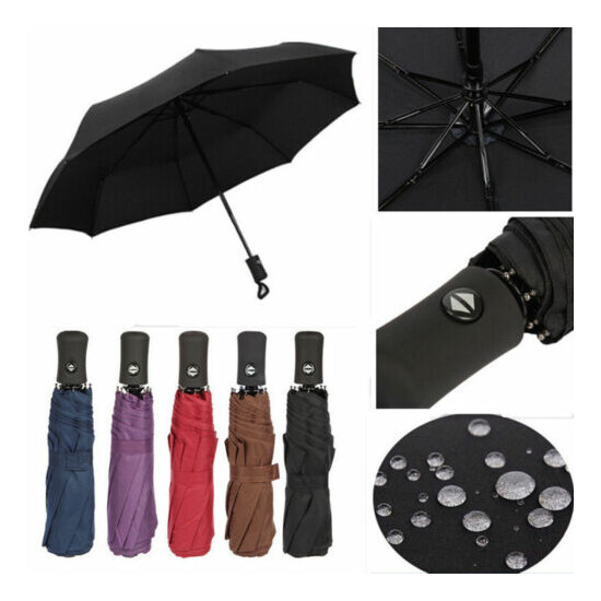 New 8 Ribs Automatic Compact Umbrella Folding Reverse Rain Sun Windproof image {2}