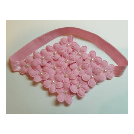 Cute!!!!! Pink Baby Girl Elastic Headband Flower Hair Bow. image {1}