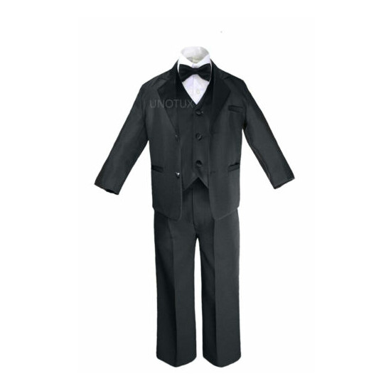 14 Color 7pcs Baby Boy Formal Wedding Black Suits Tuxedo Extra Vest Bow Tie S-20 image {2}