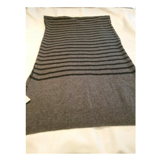 Cole Haan Men's Wool Blend Gray Stripe Scarf- Rectangular 82 x 23 NWT image {1}