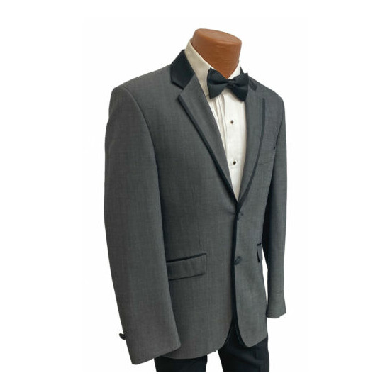 Men's Grey Joseph Abboud Joe Tuxedo Jacket Suit Coat Modern Fit Wedding Prom 40R image {2}