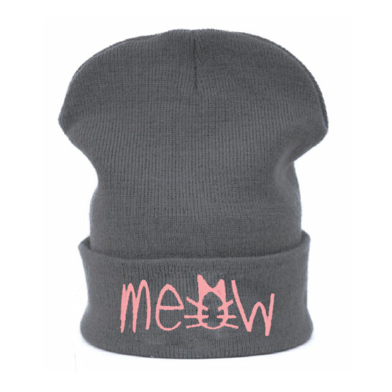 Winter Beanie Hat Kids Children Girls Boy Boys Knitted Hats Warm Meow Hater Swag image {2}