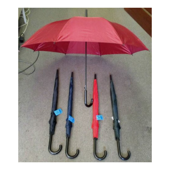 LOT OF 2--Unisex Auto Open Curved Handle Umbrella ,48" Round Wide-1200A image {1}