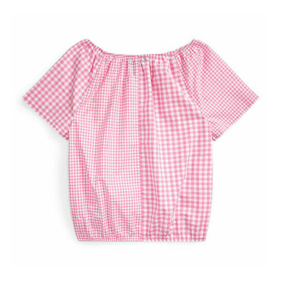 Ralph Lauren PINK Junior's Girl's Mixed-Gingham Cotton Top, US 12 image {2}