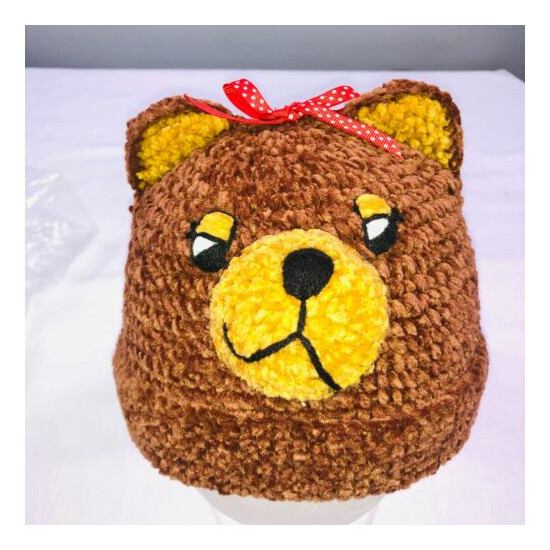 DayLee Design Bear Monkey Baby Hat 1-2 Years Brown Hand Crocheted New San Diego image {2}