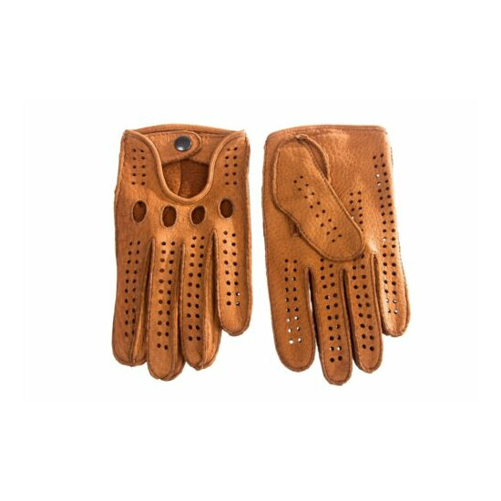 Men's Driving Gloves Peccary Leather Hand Made Cork Color By Hungant image {1}