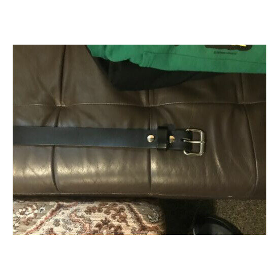 Men's Black Leather Genuine Belt 34" image {1}