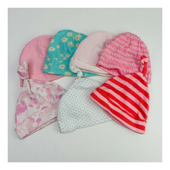 Set of 7 Baby Girls Variety Bundle Cute Hat Caps Bundle Ages 0-3 to 0-6 Months  image {1}
