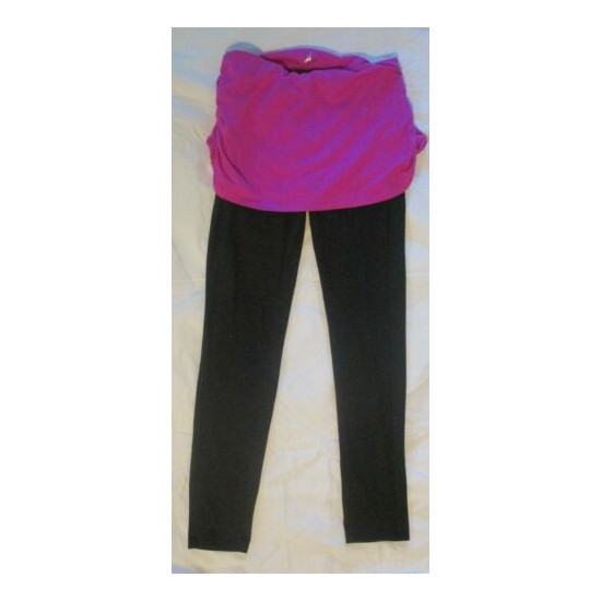 Old Navy Girls Active Leggings Pants Attached Skirt Size XL 14 Pink Black Sports image {1}