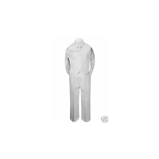 4pc Boy Formal 1st Communion Christening Uniform Baptism Suit Vest White sz S-20 image {1}