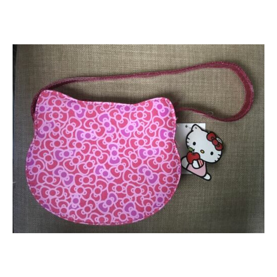 Sanrio Hello Kitty White/Pink Glitter Girls 8” x 6” Handbag Die Cut Face Bag NWT image {4}