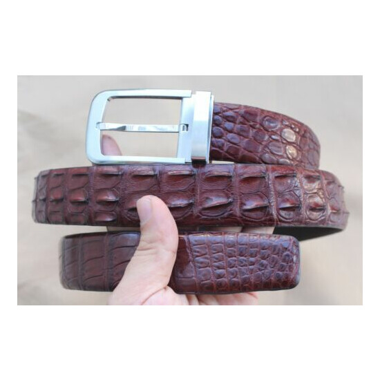 Luxury BROWN Genuine Alligator Crocodile Leather Skin MEN'S Belt - W 1.3" B123 image {1}