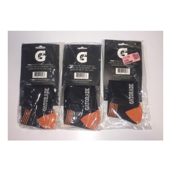 3 Pair NEW GATORADE Brand Black & Orange Athletic Sports Socks  image {2}