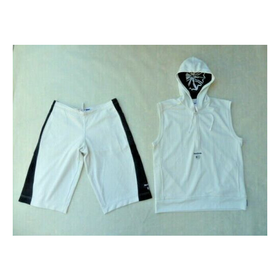Reebok Men's Vintage 95 Sleeveless Hooded Track Top Shorts Size UK Medium, Cream image {1}