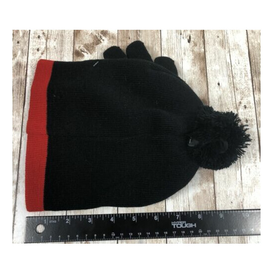 New Girls Child Size Black & Red Disney Minnie Mouse Beanie Hat and Gloves Set image {6}