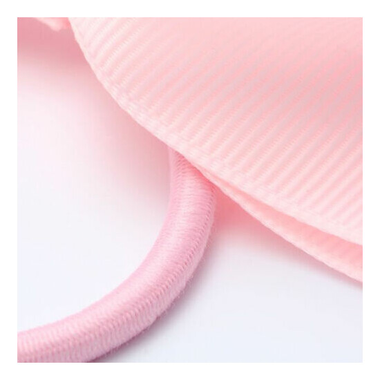 Large Bow 12cm soft pastel pink elastic gosgain ribbon UK image {3}