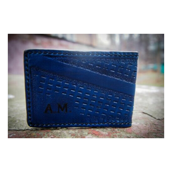 Men's Handmade Leather Passport cover Blue Unisex image {2}