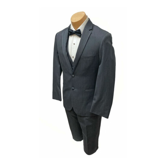 Men's Michael Kors Charcoal Grey Tuxedo with Flat Front Pants & Vest 43R 37W image {2}