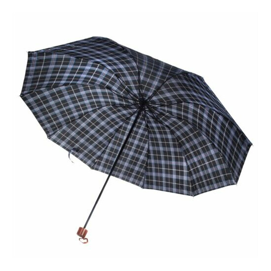 Hot Men Women Plaid Men's Travel WindProof Compact portable Folding UV Umbrella  image {3}
